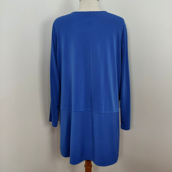 Lauren Ralph Lauren Keyhole Neck Tunic Top Sz 2X Blue Stretch Jersey 3/4 Sleeves - Picture 6 of 8